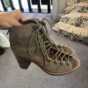 Jeffrey Campbell Cors Suede Peep Toe Bootie, 6.5